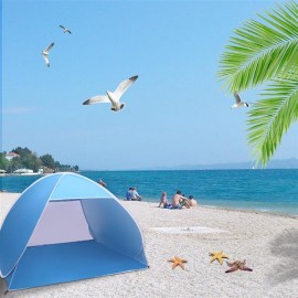 2-3 Person Beach Tent Pop Up Sun Shelter Tent Big Automatic Sun Umbrella 2-3 Person Fishing Beach Shelter Blue