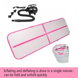 10' x 3.3' Inflatable Gymnastic Mat Air Track Tumbling Mat with Pump Air Floor for Home Use, Beach, Park and Water Pink & Gray