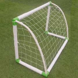 [US-W]120 x 80 x 60cm Soccer Goal Training Set with Net Buckles Ground Nail Football Sports White & Green