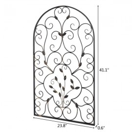 41" Semi-Circular Retro Decorative Spanish Arch Wall Art Leaf Shape Iron Ornament