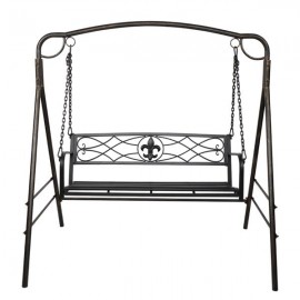 Flat Tube Double Swing Chair With Thick Back Line Black