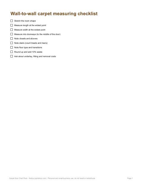 Preview of the first page of Measuring checklist (PDF/DOCX)